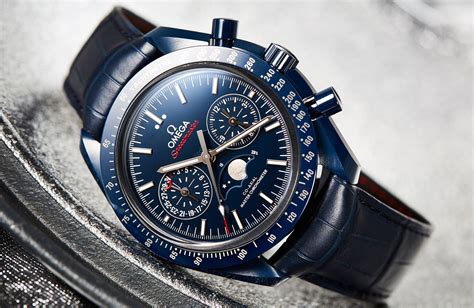 omega speedmaster blue side of the moon|omega speedmaster moonphase price.